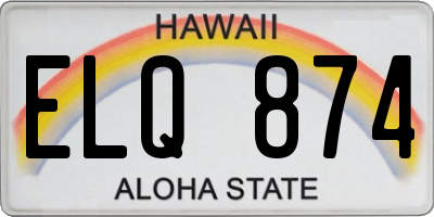 HI license plate ELQ874