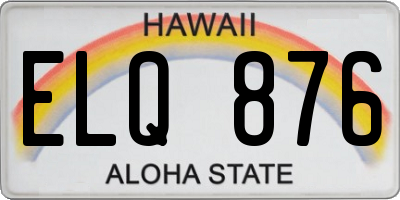 HI license plate ELQ876