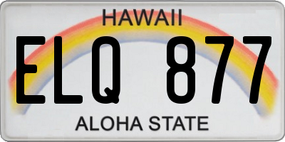 HI license plate ELQ877