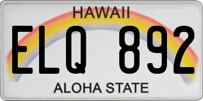 HI license plate ELQ892