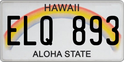 HI license plate ELQ893