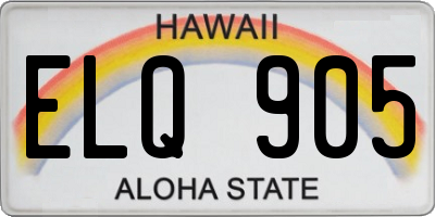 HI license plate ELQ905