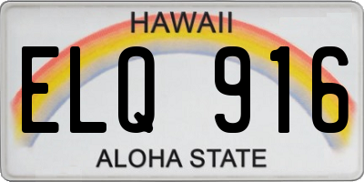 HI license plate ELQ916