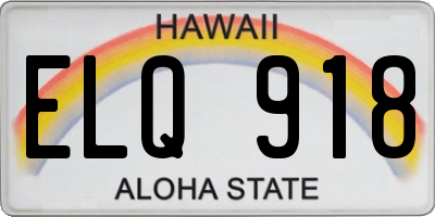 HI license plate ELQ918