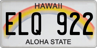 HI license plate ELQ922