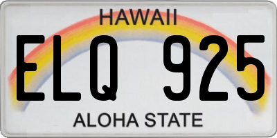 HI license plate ELQ925