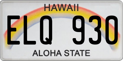 HI license plate ELQ930
