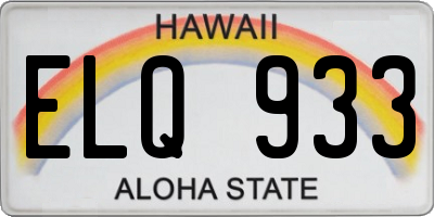 HI license plate ELQ933