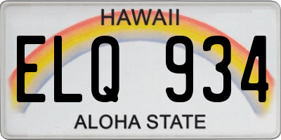 HI license plate ELQ934