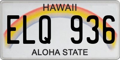 HI license plate ELQ936