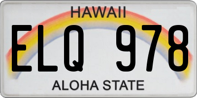 HI license plate ELQ978