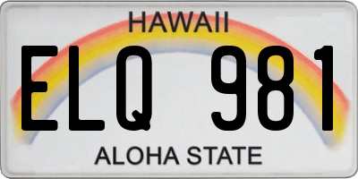 HI license plate ELQ981