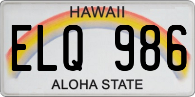 HI license plate ELQ986