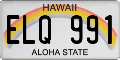 HI license plate ELQ991