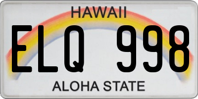 HI license plate ELQ998