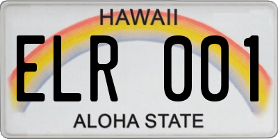 HI license plate ELR001