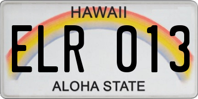 HI license plate ELR013