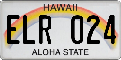 HI license plate ELR024