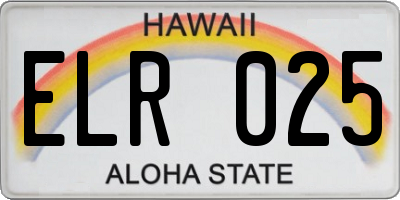 HI license plate ELR025