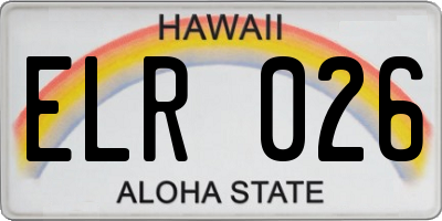 HI license plate ELR026
