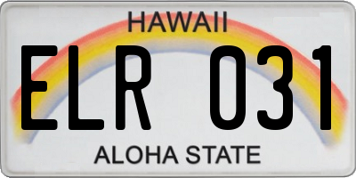 HI license plate ELR031