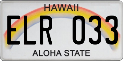 HI license plate ELR033