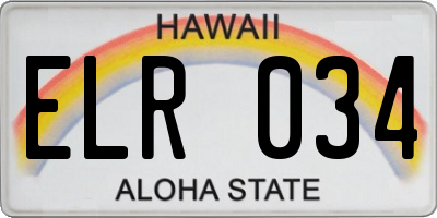HI license plate ELR034