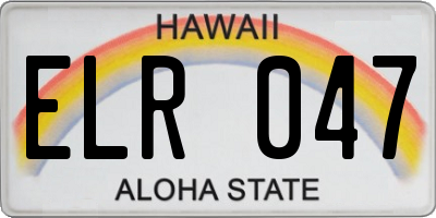 HI license plate ELR047