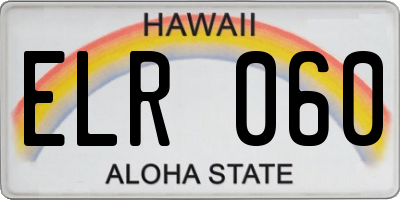 HI license plate ELR060