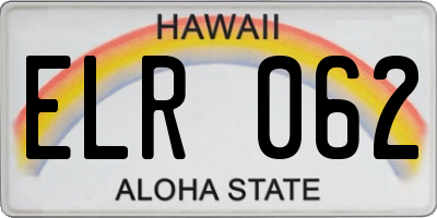HI license plate ELR062