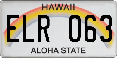 HI license plate ELR063