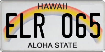 HI license plate ELR065