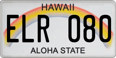 HI license plate ELR080