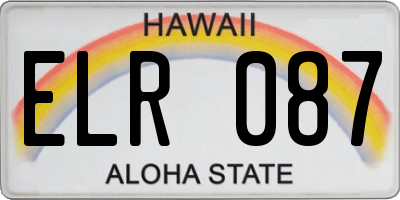 HI license plate ELR087