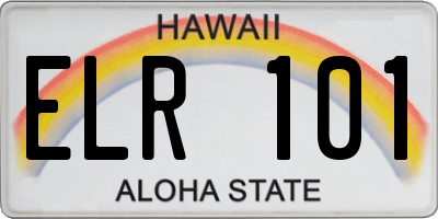 HI license plate ELR101