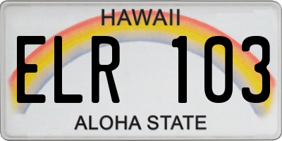 HI license plate ELR103