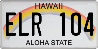 HI license plate ELR104