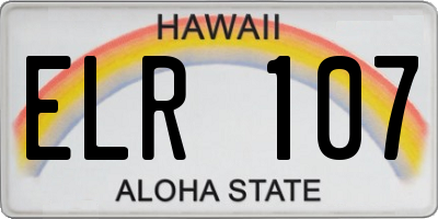 HI license plate ELR107