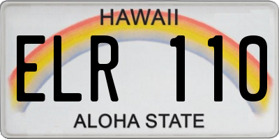 HI license plate ELR110