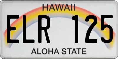 HI license plate ELR125