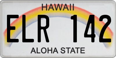 HI license plate ELR142