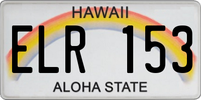 HI license plate ELR153