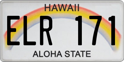 HI license plate ELR171