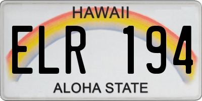 HI license plate ELR194
