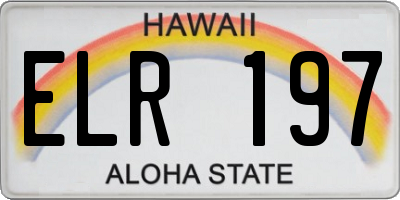 HI license plate ELR197