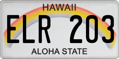 HI license plate ELR203