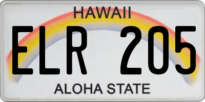 HI license plate ELR205