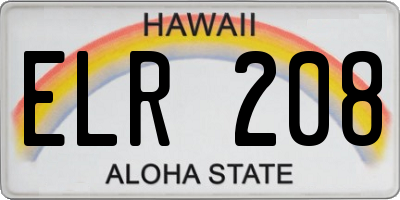 HI license plate ELR208