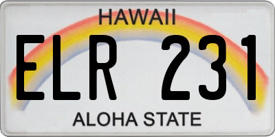 HI license plate ELR231