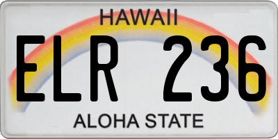 HI license plate ELR236